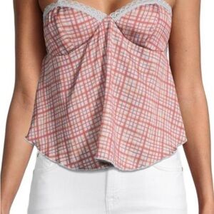 Free People Intimately Women's Plaid Spaghetti Strap Top